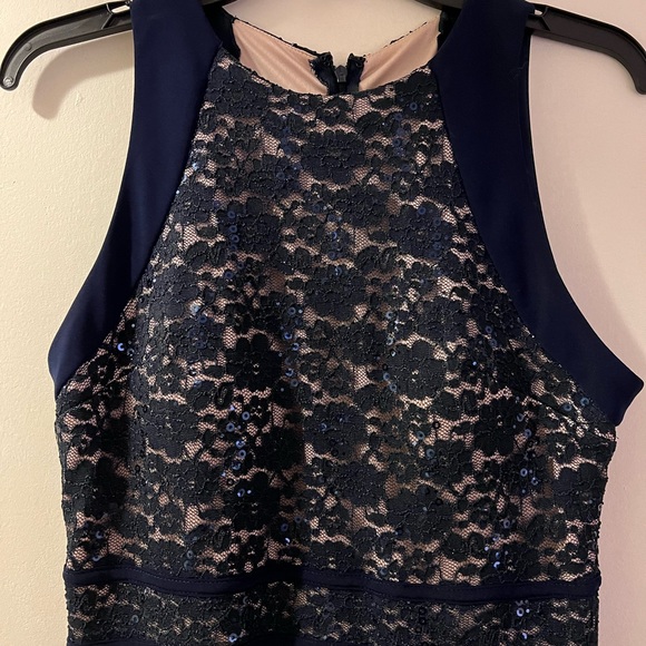 Nightway Lace A-Line Gown Navy Size 10 - Picture 4 of 8